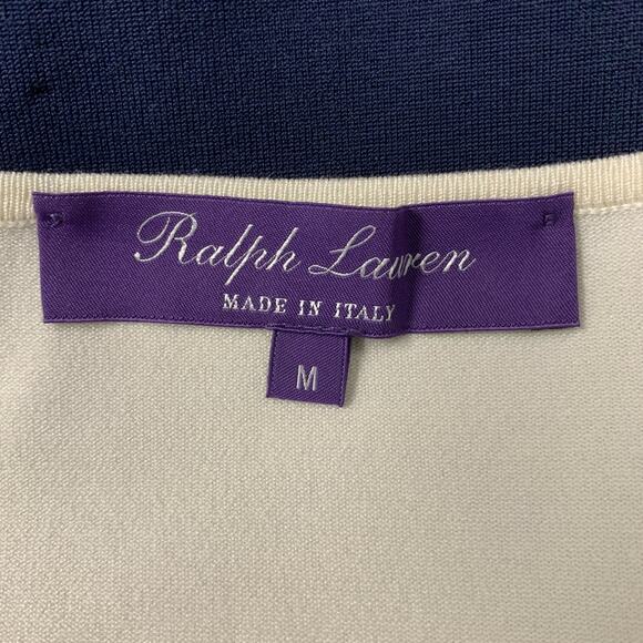 RALPH LAUREN Size M Cream and Navy Silk Blend Color Block Pullover - Picture 4 of 6